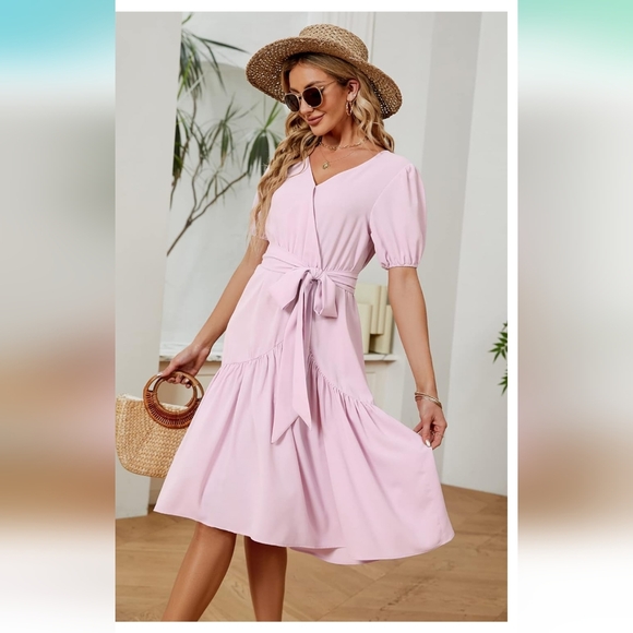 Puff Sleeve Midi Dress - Picture 6 of 17